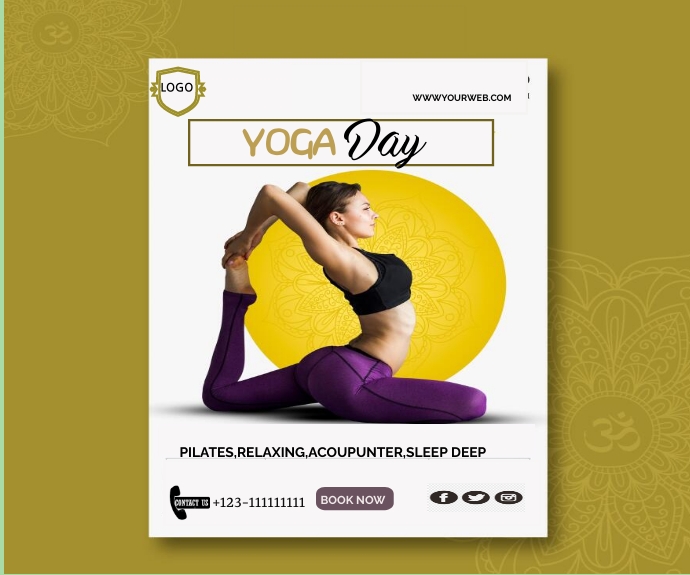 YOGA day, yoga poster adds Medium Rectangle template