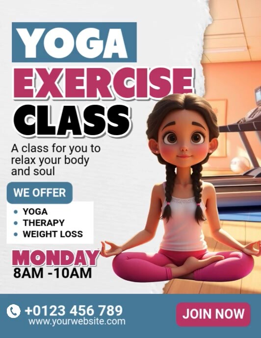 Yoga Exercise Class Ads Flyer (US Letter) template