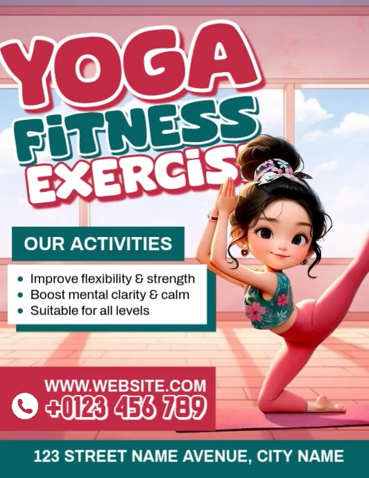 Yoga Fitness Exercise Pamflet (VSA Brief) template