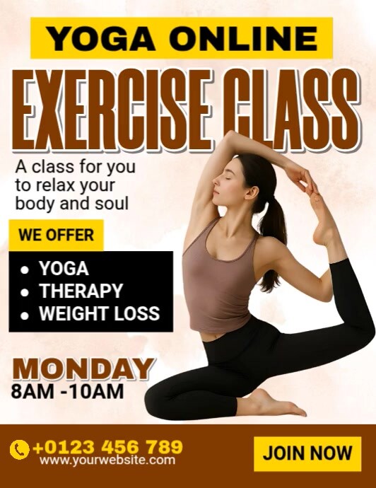 Yoga Online Exercise Class Flyer (US Letter) template