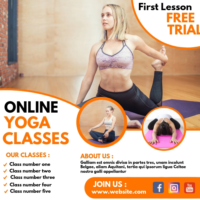 yoga online fitness classes instagram post Instagram-opslag template