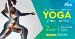 White Yoga Virtual Therapy Facebook begivenhed cover Template