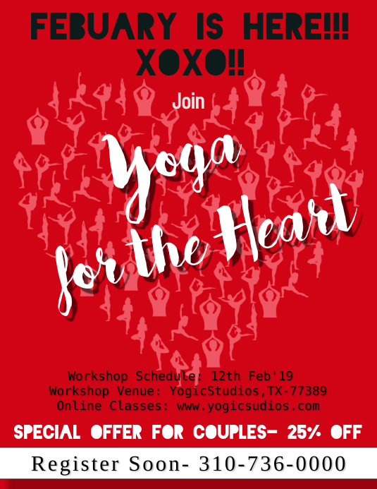 YOGA Workshop Valentine's Day Offer Flyer TEMPLATE