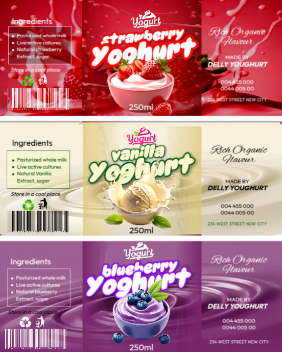 Yoghurt product bottle packaging label editable sticker high quality ...