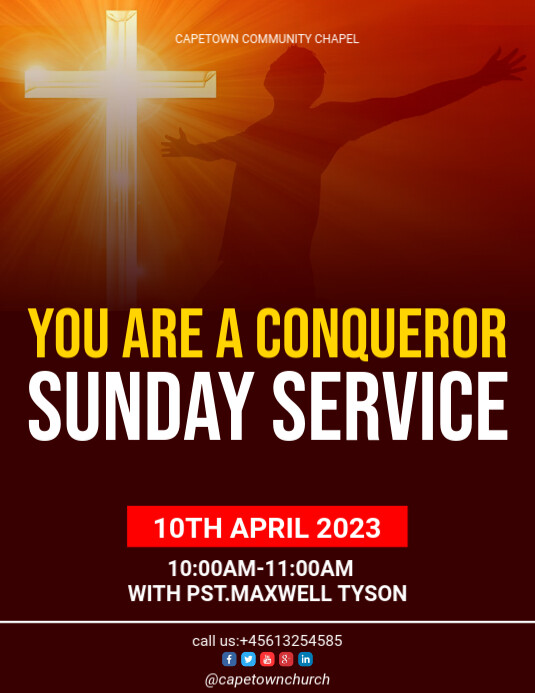 You Are A Conqueror Sunday Service Flyer (us Letter) Template ...
