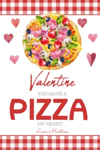 You Have A Pizza My Heart Valentine's Day Gift Tag Template Cartel de 4 × 6 pulg.