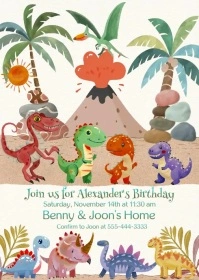 YOUNG BOY'S Birthday Party Invitation A6 template