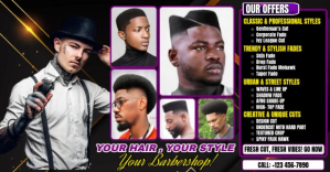Your Hair, Your Style, Your Barbershop Facebook 共享图片 template