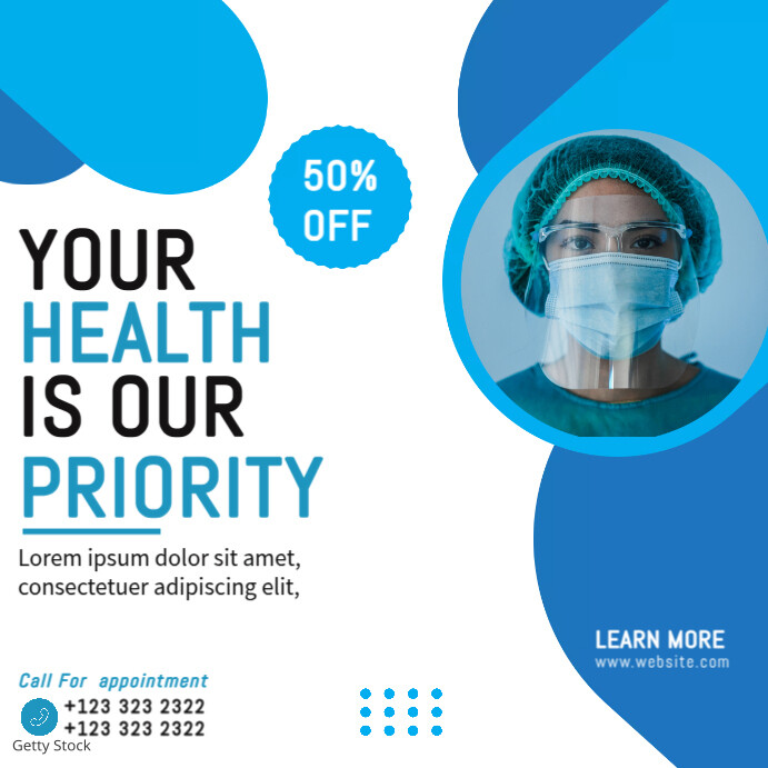 Print Health Message Modèle Your Health is Our Priority Template | PosterMyWall