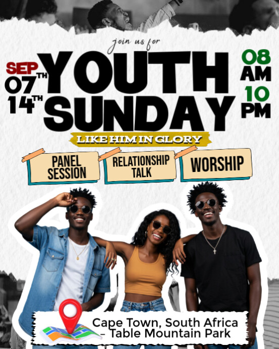 Youth, Faith, Talk, Worship, Connect Instagram Portrait template