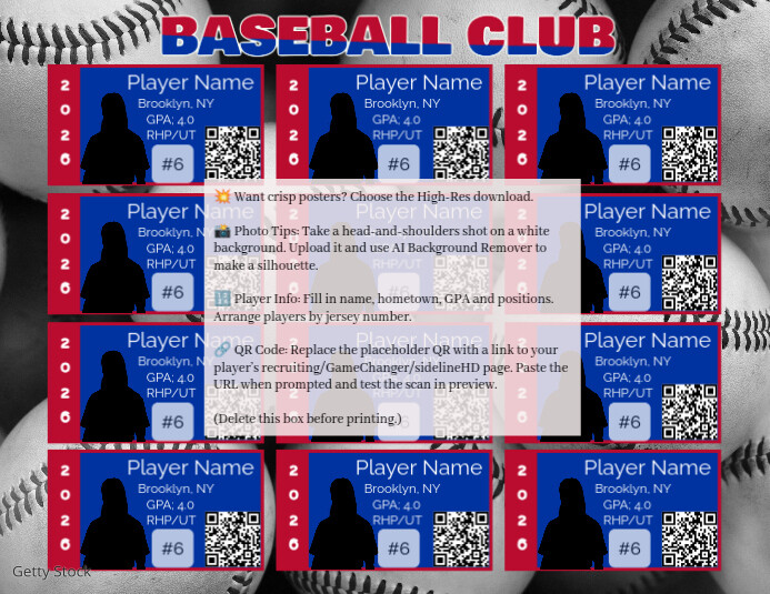 Baseball Roster Design Youth Baseball Roster Card Template | PosterMyWall