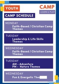 Youth Camp Schedule A4 template