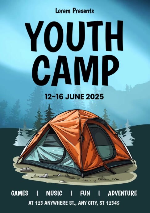 Youth Camping Poster A5 template