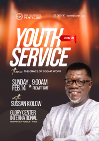棕色 Youth Church Service A4 Template