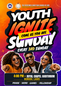 Youth Ignite Sunday Fellowship Flyer A4 template
