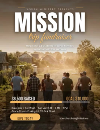 Marrón Mission Trip Fundraiser Løbeseddel Template