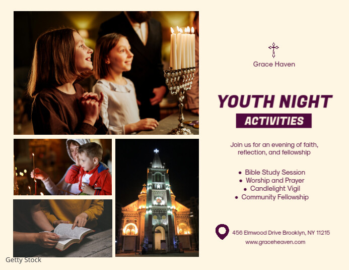 Youth Night Activities church poster Løbeseddel (US Letter) template