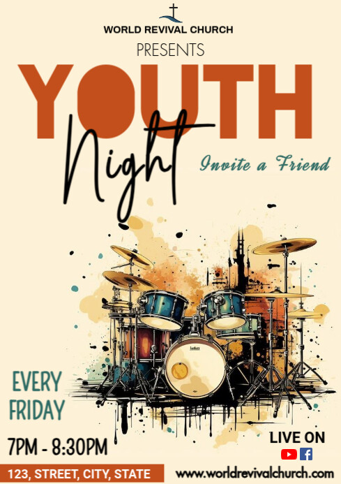 Youth night flyer A3 template