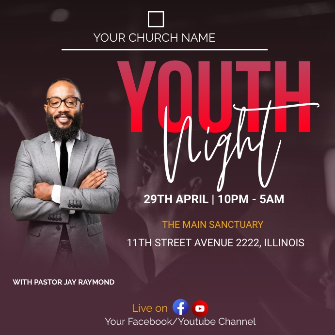 YOUTH NIGHT FLYER Instagram Post template