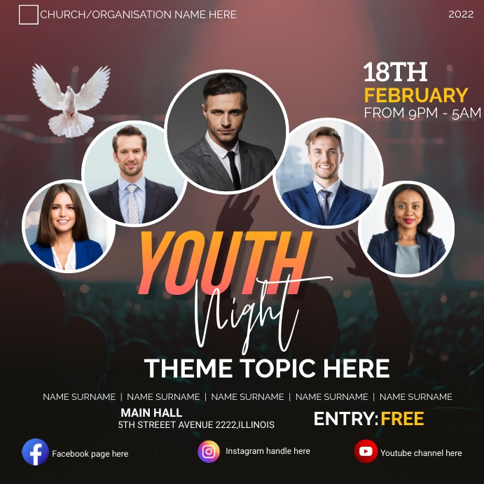YOUTH NIGHT FLYER Instagram Post template