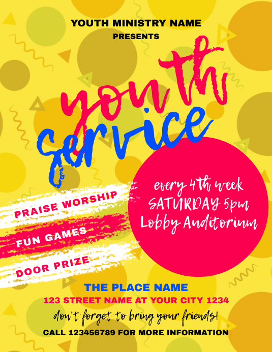 Youth Service Church Event Flyer Template PosterMyWall