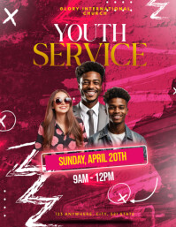Różowy Youth Church Service Flyer Template