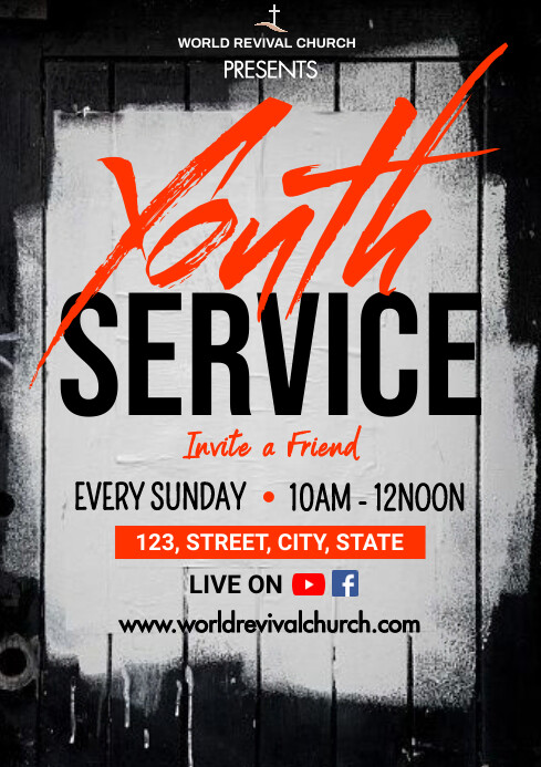 Youth service flyer Template | PosterMyWall