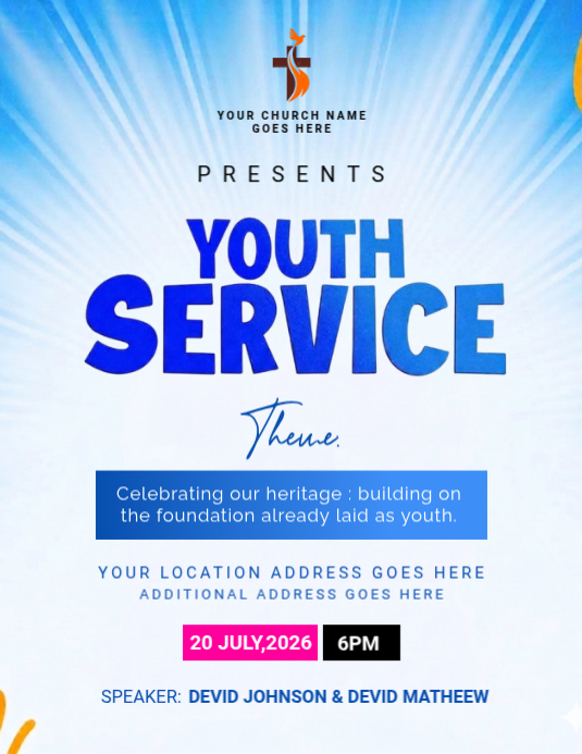 Youth service flyer Template | PosterMyWall