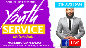 Purple Youth Church Service Præsentation Template