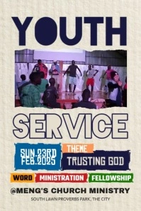 Youth Service Sunday Poster template