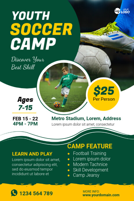Copy of Youth Soccer Camp Flyer Template | PosterMyWall