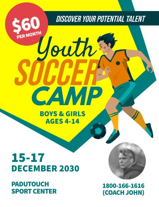 Youth Soccer Camp Flyer Template PosterMyWall