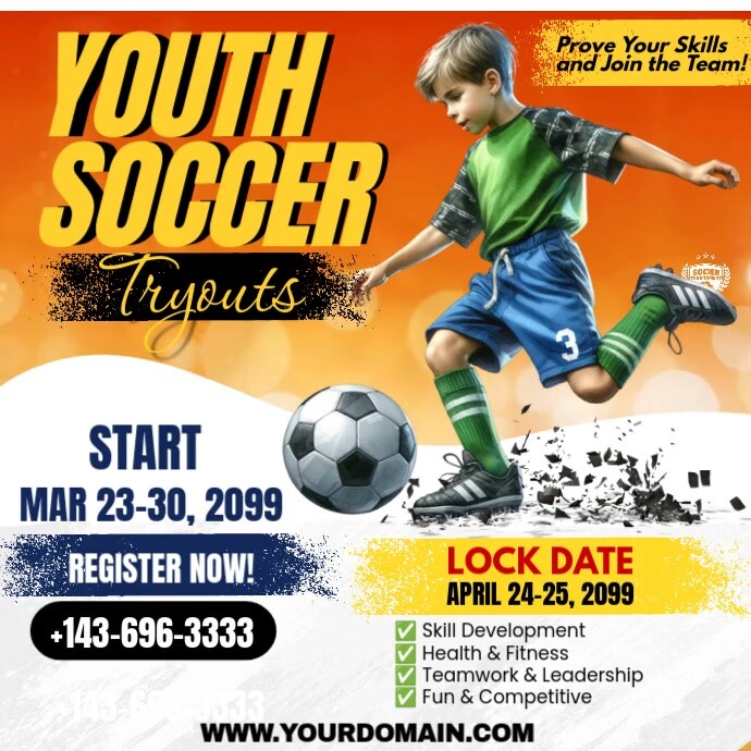 Plantilla de Youth Soccer Tryout Ads | PosterMyWall