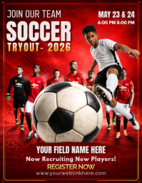 Youth Soccer Tryouts Flyer, football trials poster, Volante (Carta US) template
