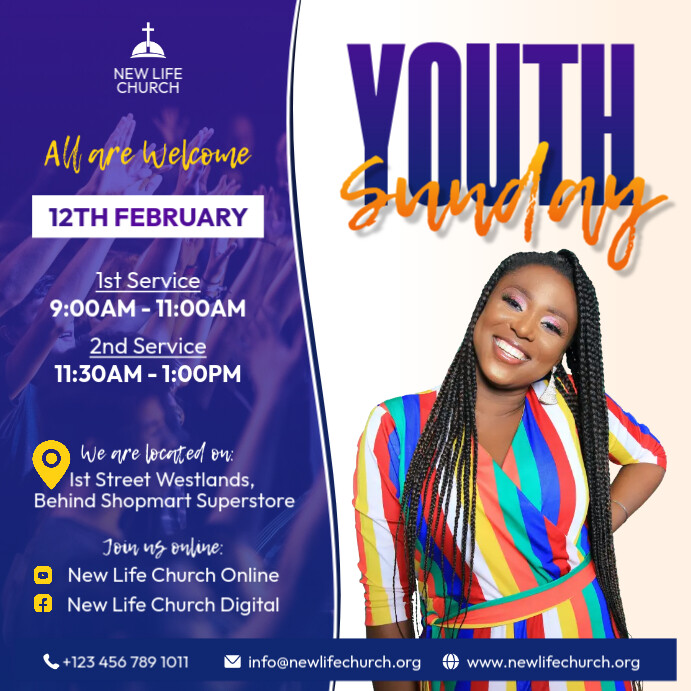 Copy of Youth Sunday Service Church Flyer Design | PosterMyWall
