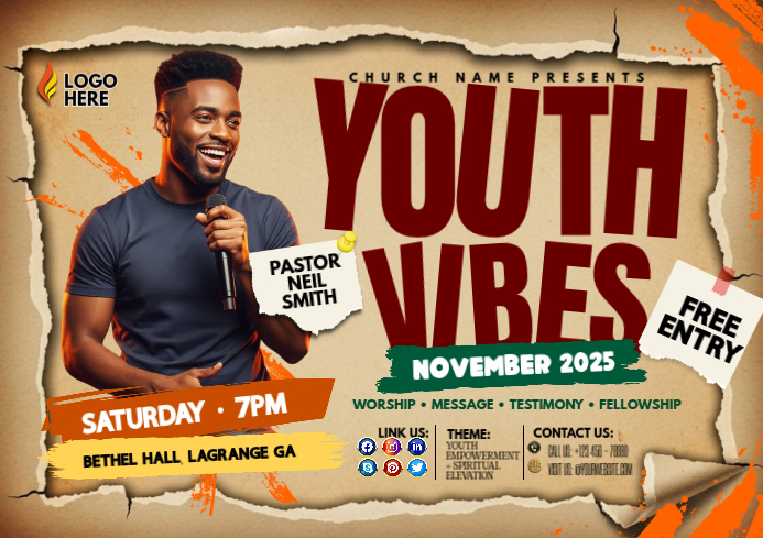 YOUTH VIBES WORSHIP NIGHT INVITE Template | PosterMyWall