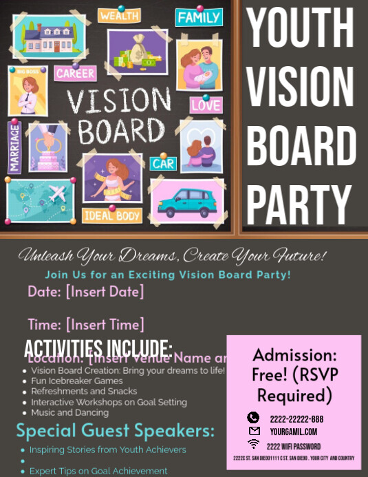 Youth Vision Board Party Flyer Pamflet (Letter AS) template