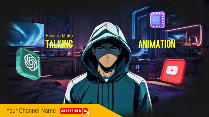 youtube thumbnail design talking animation Digitalanzeige (16:9) template