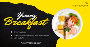黑色 Breakfast Promotion delt Facebook-billede Template