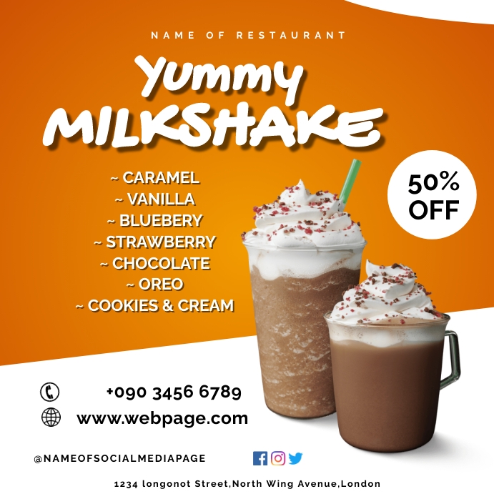 YUMMY MILKSHAKE FLYER Template | PosterMyWall