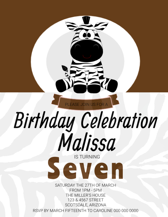 Zebra Party Invitation Templates