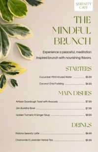 Zen Mindful Brunch Menu Half Page Wide template