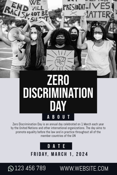 Zero Discrimination Day Poster template