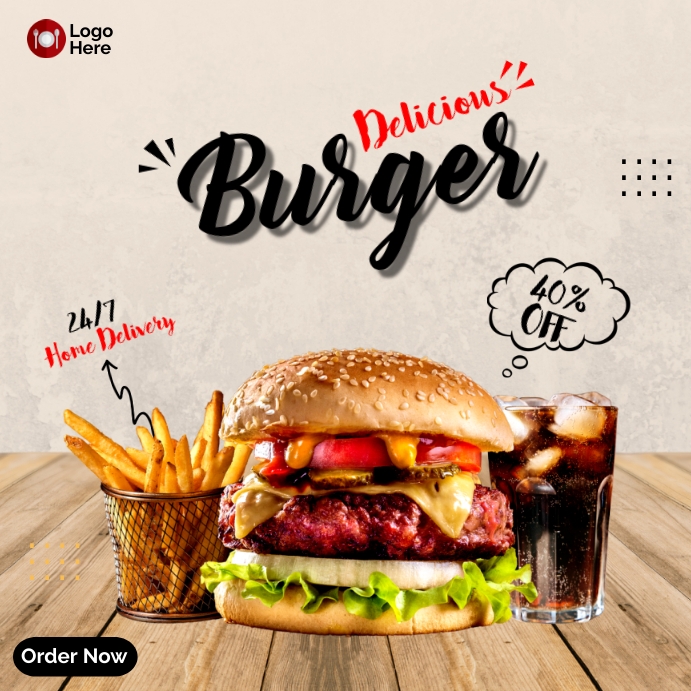 Zinger Burger  Deal Instagram Post template