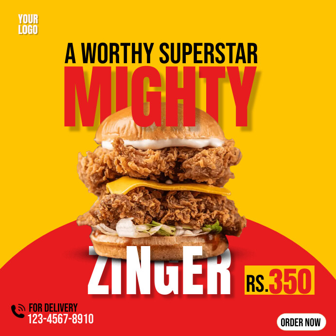 Zinger Burger template Instagram Post
