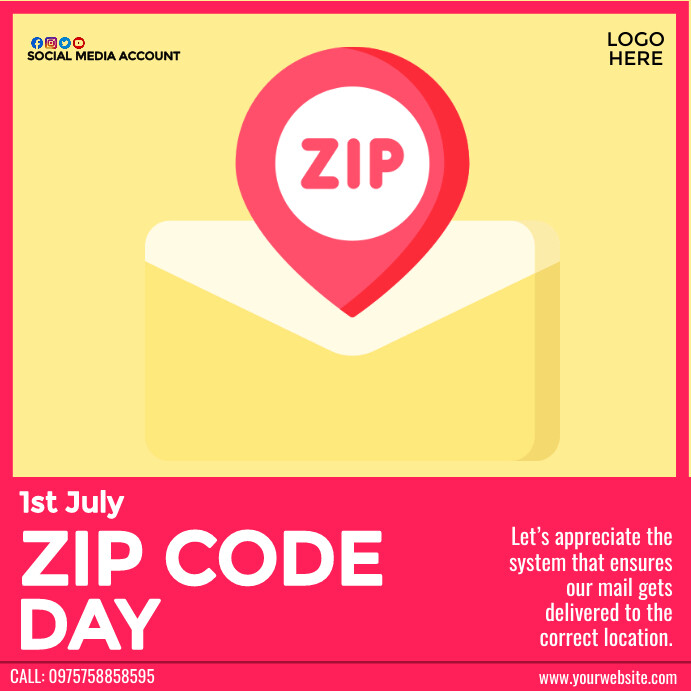 Plantilla de ZIP Code Day | PosterMyWall
