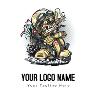 Zombie Riding Motor Scooter Illustration Logo Logótipo template