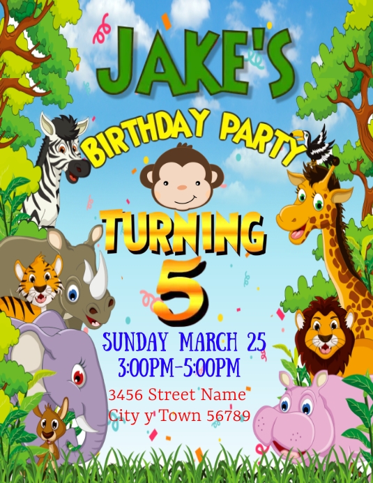 Zoo Animals Birthday Invitation Template PosterMyWall zoo-animals-birthday-invitation-template-postermywall