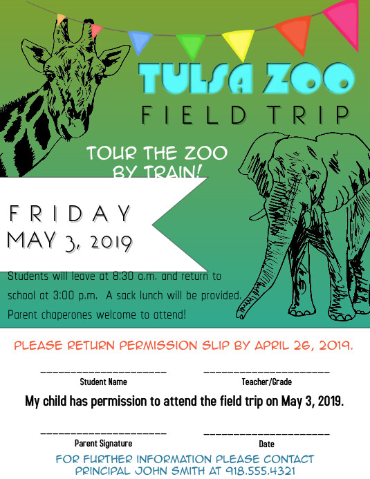 Zoo Field Trip Permission Slip Template Printable Word Searches