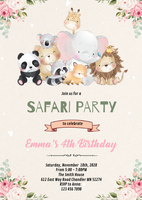 Modele Anniversaire Fille Zoo Animaux Invitation Postermywall Modele Anniversaire Fille Zoo Animaux Invitation Postermywall